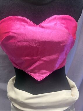 Hot Pink Heart Satin Corset Top